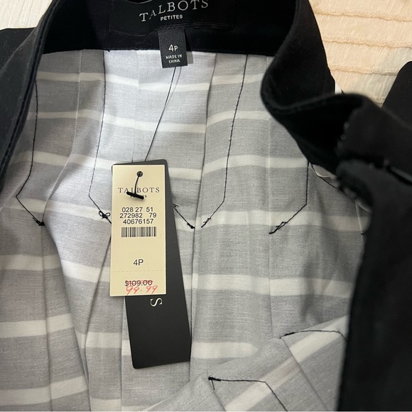 Talbots Petites Black/White Striped Pleated Skirt Petite - Picture 3 of 6